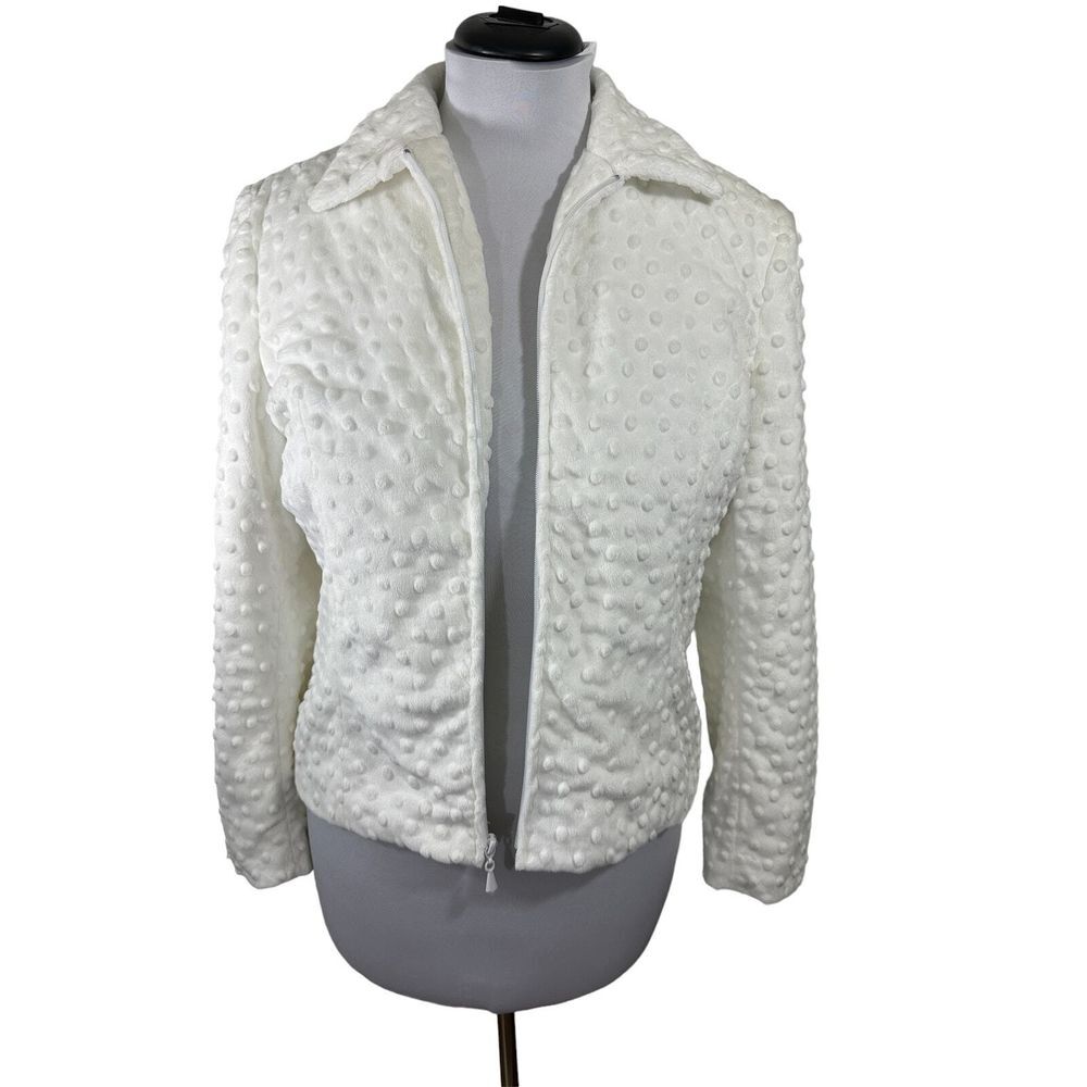 Mercedes New York Women's SZ 12 Vintage Preowned‎ Dotted Swiss Zipper Jacket